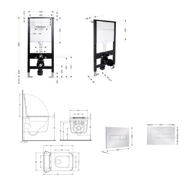 Готове рішення Qtap для ванної кімнати: підвісний унітаз Gemini Ultra Quiet 520x360x350 + комплект інсталяції Standard (лінійна
