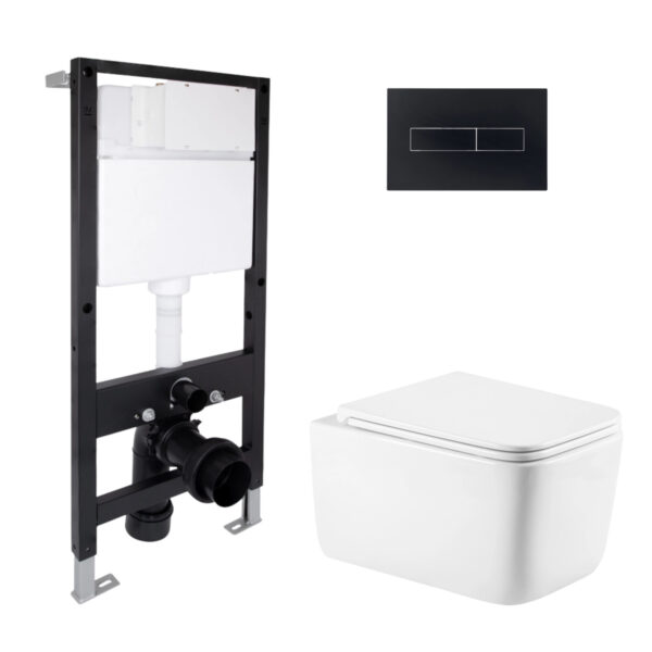 Готовое решение Qtap для ванной комнаты: подвесной унитаз Gemini Ultra Quiet 520x360x350 + комплект инсталляции Standard (линейная Готове рішення Qtap для ванної кімнати: підвісний унітаз Gemini Ultra Quiet 520x360x350 + комплект інсталяції Standard (лінійна