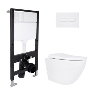 Готовое решение Qtap для ванной комнаты: подвесной унитаз Robin ML Ultra Quiet 520x365x365 + комплект инсталляции Standard (линейная Готове рішення Qtap для ванної кімнати: підвісний унітаз Robin ML Ultra Quiet 520x365x365 + комплект інсталяції Standard (лінійна