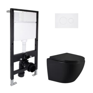 Готовое решение Qtap для ванной комнаты: подвесной унитаз Jay Ultra Quiet 485x360x320 + комплект установки Standard (круглая Готове рішення Qtap для ванної кімнати: підвісний унітаз Jay Ultra Quiet 485x360x320 + комплект інсталяції Standard (кругла