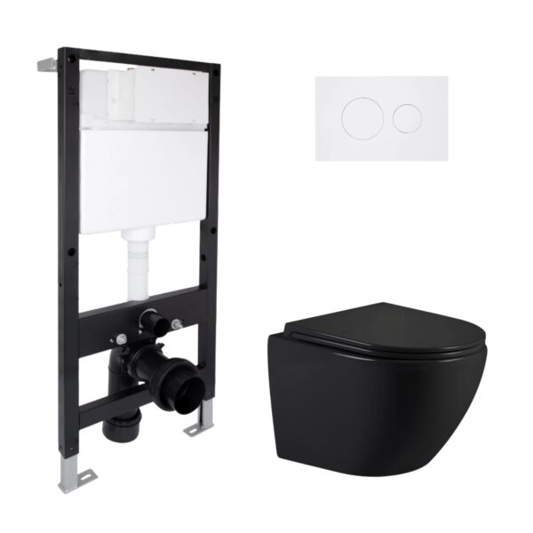 Готовое решение Qtap для ванной комнаты: подвесной унитаз Jay Ultra Quiet 485x360x320 + комплект установки Standard (круглая Готове рішення Qtap для ванної кімнати: підвісний унітаз Jay Ultra Quiet 485x360x320 + комплект інсталяції Standard (кругла
