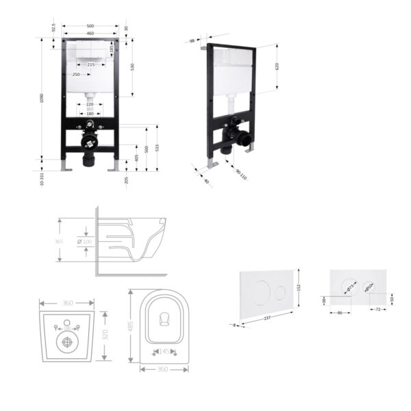 Готовое решение Qtap для ванной комнаты: подвесной унитаз Jay Ultra Quiet 485x360x320 + комплект установки Standard (круглая Готове рішення Qtap для ванної кімнати: підвісний унітаз Jay Ultra Quiet 485x360x320 + комплект інсталяції Standard (кругла