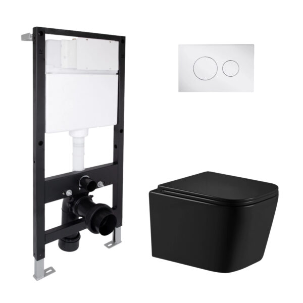 Готове рішення Qtap для ванної кімнати: підвісний унітаз Crow Ultra Quiet 485x340x290 + комплект інсталяції Standard (кругла Готове рішення Qtap для ванної кімнати: підвісний унітаз Crow Ultra Quiet 485x340x290 + комплект інсталяції Standard (кругла