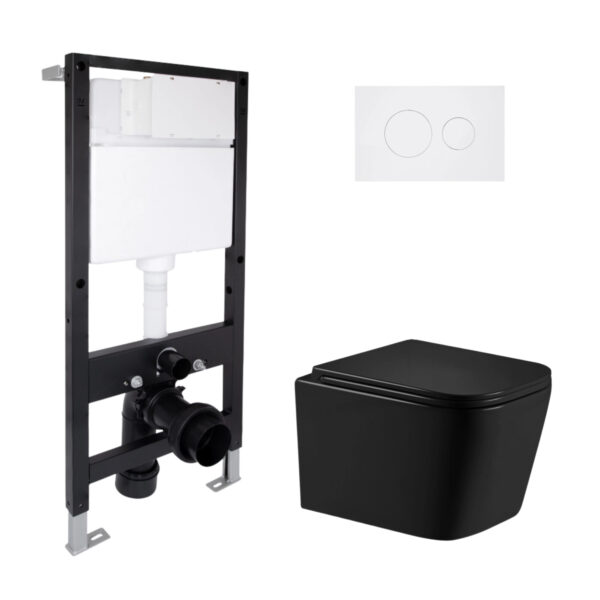 Готовое решение Qtap для ванной комнаты: подвесной унитаз Crow Ultra Quiet 485x340x290 + комплект установки Standard (круглая Готове рішення Qtap для ванної кімнати: підвісний унітаз Crow Ultra Quiet 485x340x290 + комплект інсталяції Standard (кругла