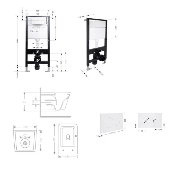 Готовое решение Qtap для ванной комнаты: подвесной унитаз Crow Ultra Quiet 485x340x290 + комплект установки Standard (круглая Готове рішення Qtap для ванної кімнати: підвісний унітаз Crow Ultra Quiet 485x340x290 + комплект інсталяції Standard (кругла