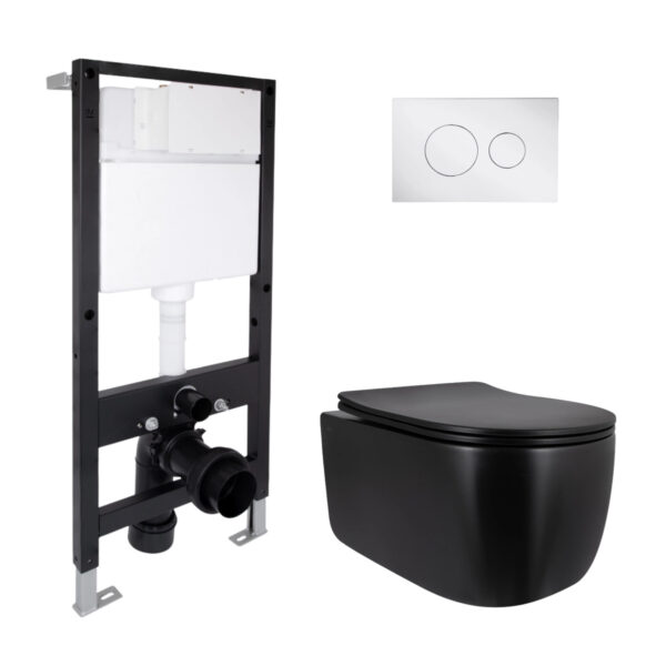 Готовое решение Qtap для ванной комнаты: подвесной унитаз Taurus Ultra Quiet 515x360x350 + комплект установки Standard (круглая Готове рішення Qtap для ванної кімнати: підвісний унітаз Taurus Ultra Quiet 515x360x350 + комплект інсталяції Standard (кругла
