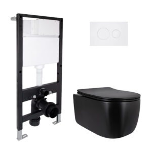 Готовое решение Qtap для ванной комнаты: подвесной унитаз Taurus Ultra Quiet 515x360x350 + комплект установки Standard (круглая Готове рішення Qtap для ванної кімнати: підвісний унітаз Taurus Ultra Quiet 515x360x350 + комплект інсталяції Standard (кругла