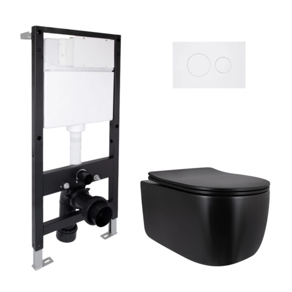 Готовое решение Qtap для ванной комнаты: подвесной унитаз Taurus Ultra Quiet 515x360x350 + комплект установки Standard (круглая Готове рішення Qtap для ванної кімнати: підвісний унітаз Taurus Ultra Quiet 515x360x350 + комплект інсталяції Standard (кругла