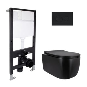 Готовое решение Qtap для ванной комнаты: подвесной унитаз Taurus Ultra Quiet 515x360x350 + комплект установки Standard (круглая Готове рішення Qtap для ванної кімнати: підвісний унітаз Taurus Ultra Quiet 515x360x350 + комплект інсталяції Standard (кругла