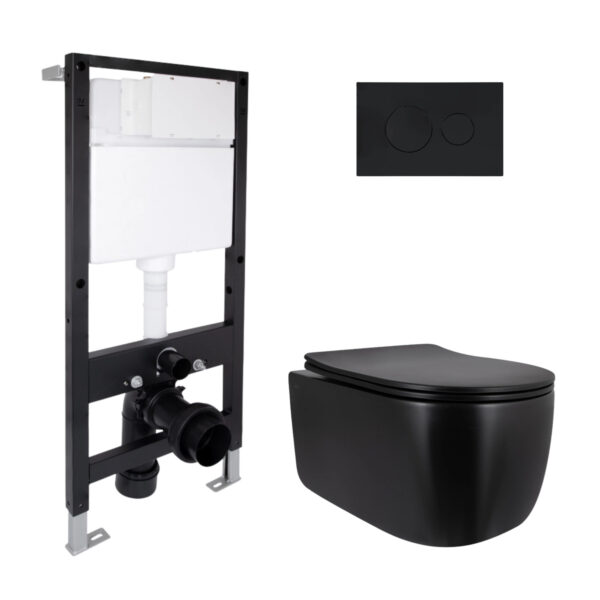 Готовое решение Qtap для ванной комнаты: подвесной унитаз Taurus Ultra Quiet 515x360x350 + комплект установки Standard (круглая Готове рішення Qtap для ванної кімнати: підвісний унітаз Taurus Ultra Quiet 515x360x350 + комплект інсталяції Standard (кругла
