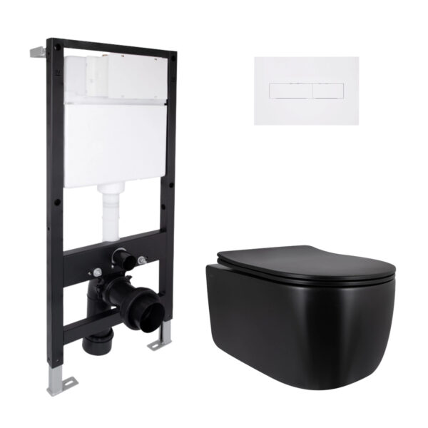 Готовое решение Qtap для ванной комнаты: подвесной унитаз Taurus Ultra Quiet 515x360x350 + комплект инсталляции Standard (линейная Готове рішення Qtap для ванної кімнати: підвісний унітаз Taurus Ultra Quiet 515x360x350 + комплект інсталяції Standard (лінійна