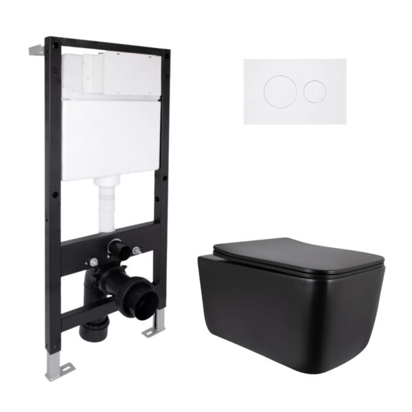 Готовое решение Qtap для ванной комнаты: подвесной унитаз Gemini Ultra Quiet 520x360x350 + комплект установки Standard (круглая Готове рішення Qtap для ванної кімнати: підвісний унітаз Gemini Ultra Quiet 520x360x350 + комплект інсталяції Standard (кругла
